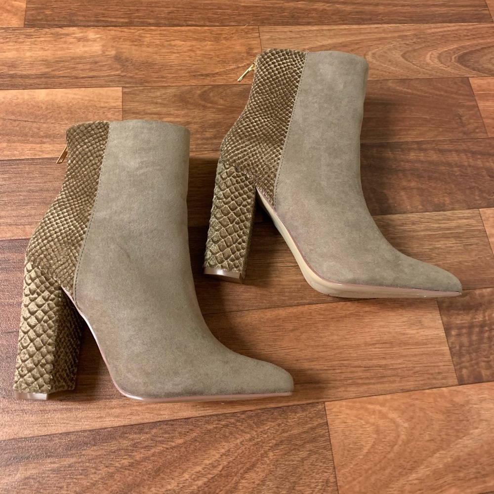 Taupe snake print booties